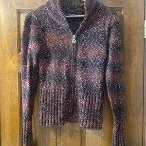 Women's Brown Zip-Up Sweater